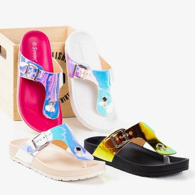 OUTLET Sandale holografice negre pentru femei cu cataramă Manila - Încălțăminte
