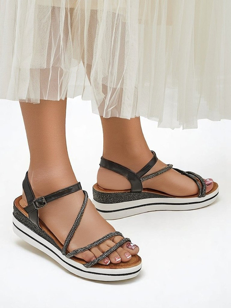 Royalfashion sandale cu platformă pentru femei cu ștrasuri Ballosa