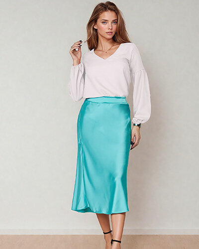 Royalfashion Fustă midi de damă a'la satin