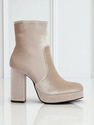 Botine de damă cu toc gros, tip velur Miss