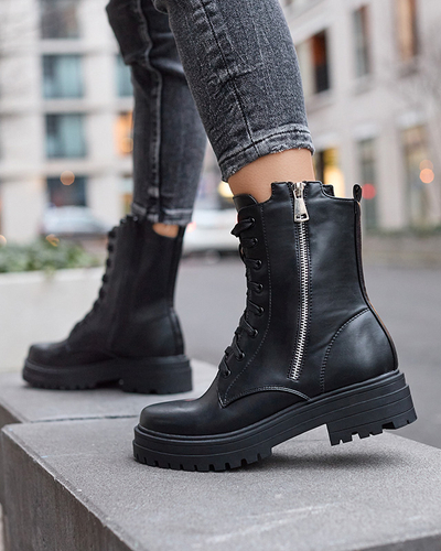 Cizme bagger de damă negre cu toc plat Fetisa - Încălțăminte