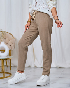 Royalfashion Pantaloni din stofă de catifea kaki pentru femei