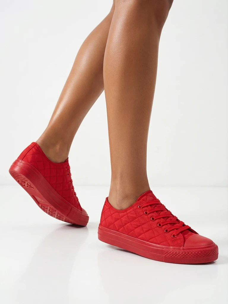 Tenisi de Damă Stella Roșii din Material Textil Sport pentru Vară