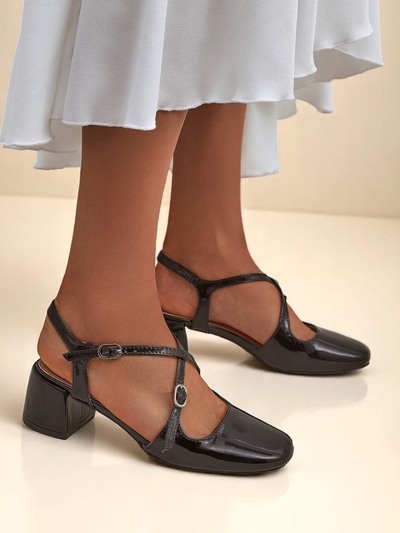 Royalfashion Pantofi dama cu toc jos si barete decorative Lolita