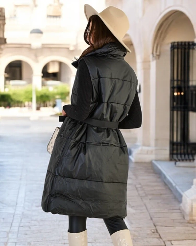 Royalfashion Vestă lungă pentru femei a'la leather