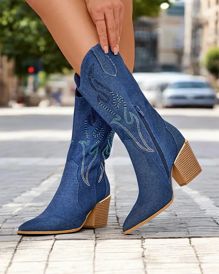 Cizmele de cowboy cu toc inalt pentru femei Royalfashion Komoti