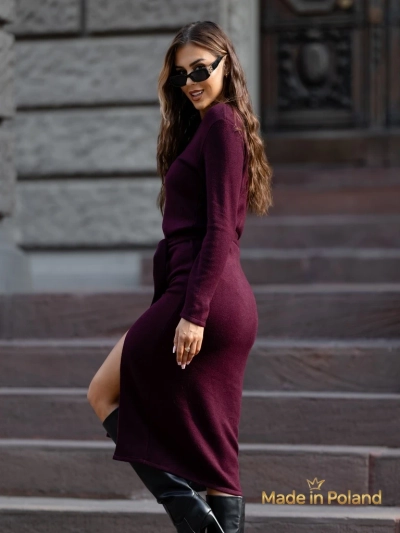 Rochie midi tricotată din viscoză pentru femei