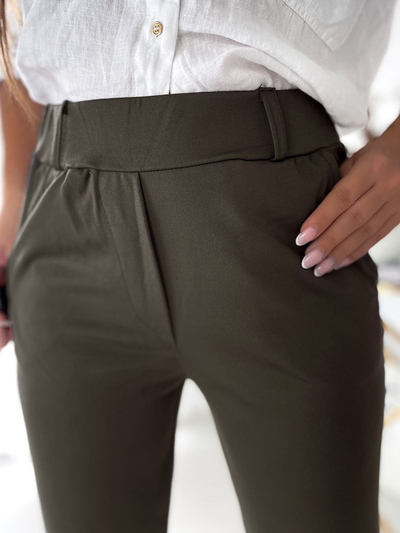 Royalfashion Pantaloni teggings kaki pentru femei