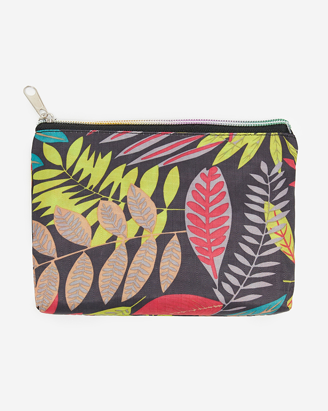 Geantă de cumpărături pliabilă neagră cu pliculeț și model floral roșu - Accesorii