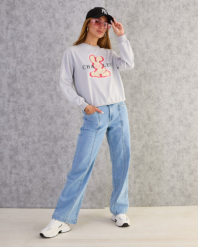 Royalfashion Hanorac cu imprimeu subțire din bumbac pentru femei