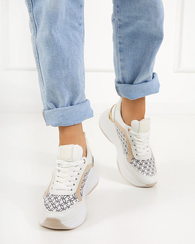 Pantofi sport dama bej si alb Pantofi sport Weniso - Incaltaminte