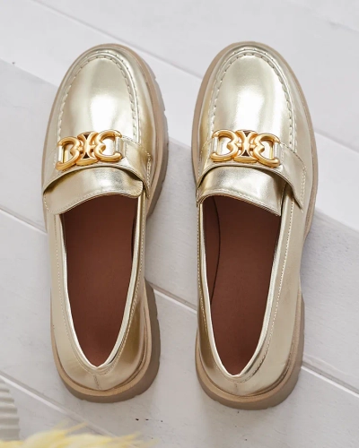 Mocasini Aurii Chloé Stil Elegant Dama