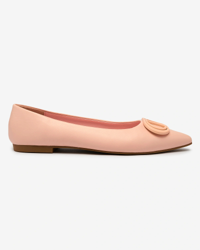 Royalfashion Balerini de damă cu vârful ascuțit de culoare roz aprins, cu ornament pe nas Manixy