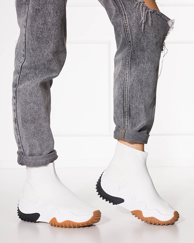 Pantofi sport Tenera de damă albi cu platformă - Încălțăminte