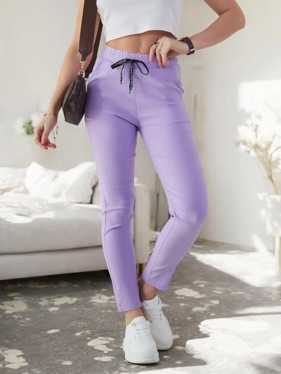 Pantaloni slim fit din bumbac pentru femei Royalfashion