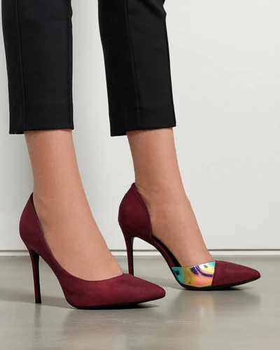 Royalfashion Pantofi cu toc pentru femei cu fundiță și inserție holografică Dremtru