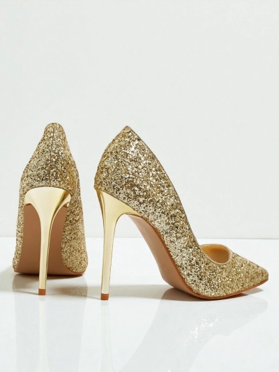 Pantofi cu toc pentru femei din piele ecologică cu brocart Zavrimea