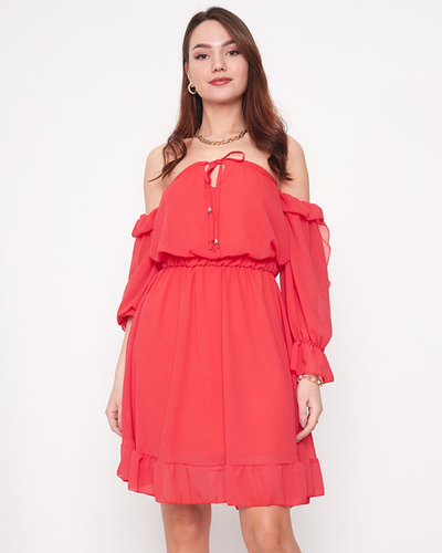 Rochie spaniolă pentru doamne roz închis - Îmbrăcăminte