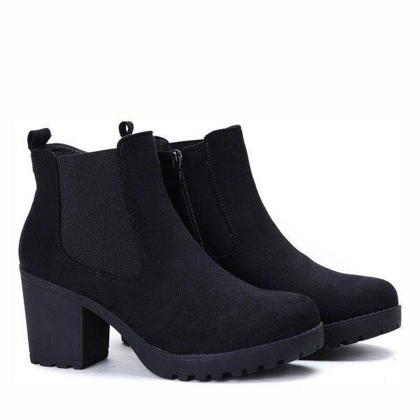 Czarne botki na słupku Heart Shaker - Obuwie