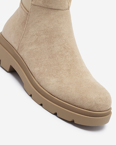OUTLET Cizme până la genunchi din eco-suede maro deschis pentru femei Vexis - Încălțăminte