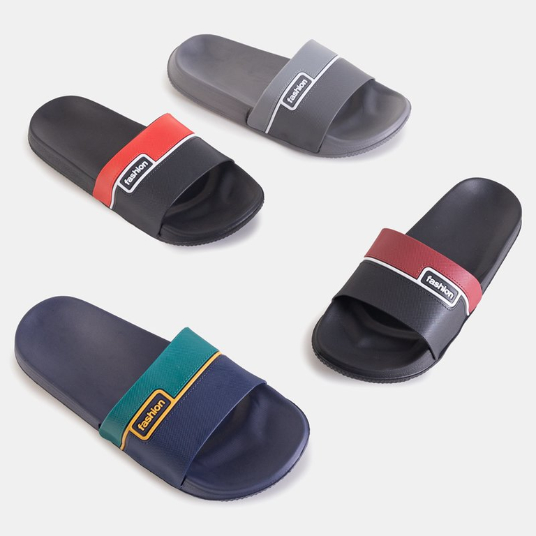 Papuci bărbați din cauciuc negru cu centură roșie Maxon - Încălțăminte