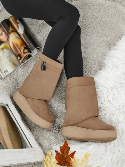 Cizme scurte tip snowboots pentru femei cu parte superioară detașabilă Elizze