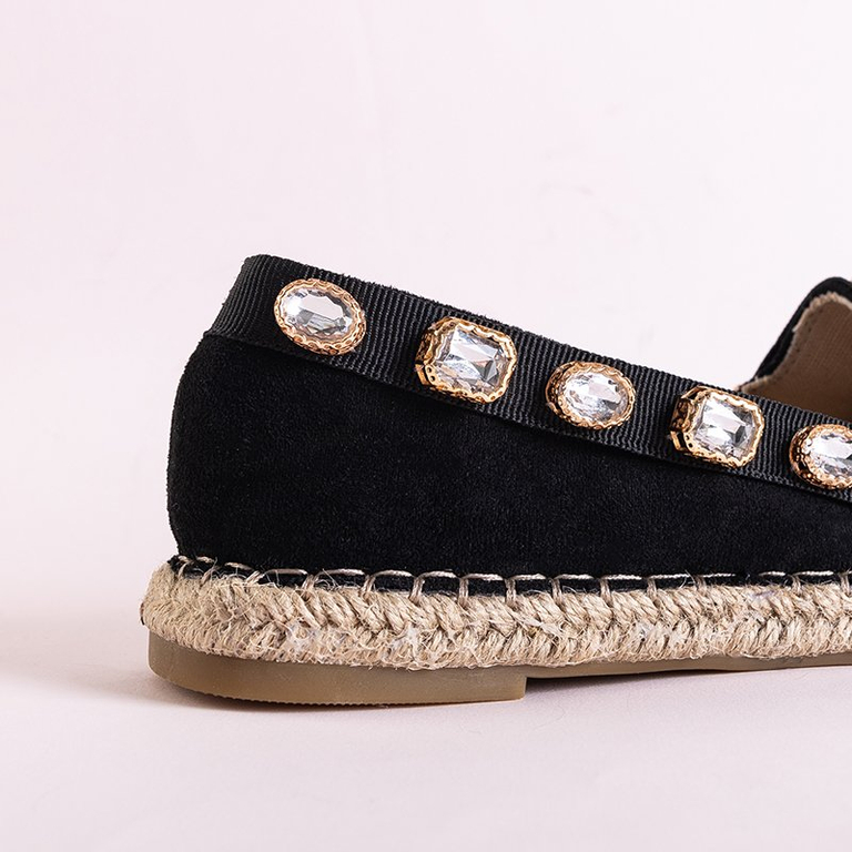OUTLET Espadrile de dama negre cu cristale Wamba - Incaltaminte