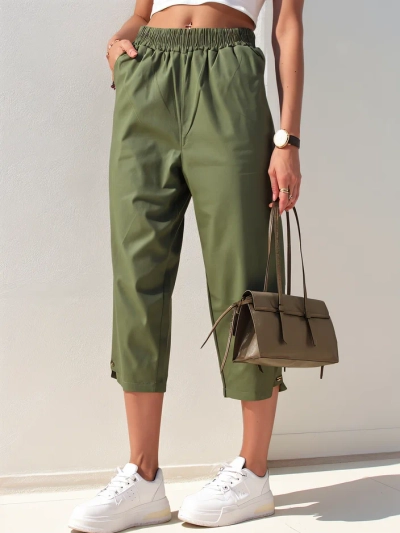 Royalfashion Pantaloni simpli din țesătură pentru femei 7/8