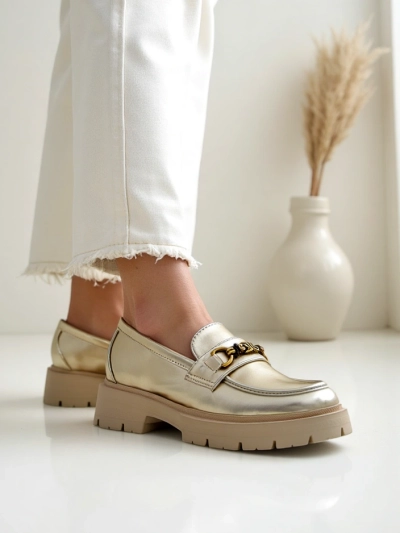 Royalfashion Mocasi pentru femei placate cu aur Goldlove