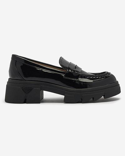 Mocasini negri lăcuiți pentru femei Tygriss- Footwear