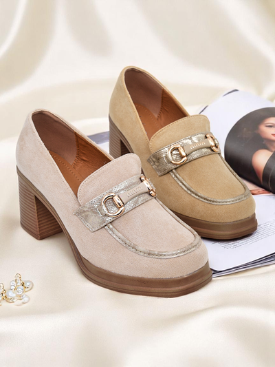 Royalfashion mocasini cu toc bloc pentru femei Apareus