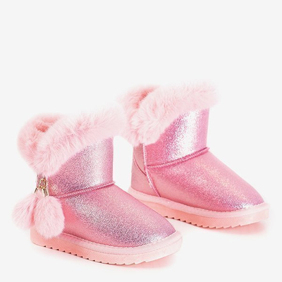 OUTLET Cizme de zăpadă pentru copii roz cu pompe Tirsa - Încălțăminte