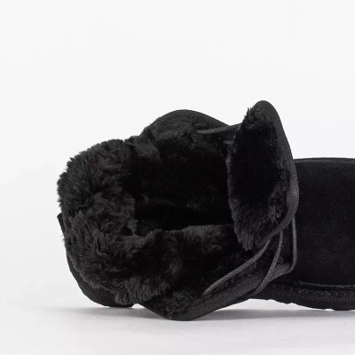 OUTLET Cizme de zapada scurte cu siret pentru copii negre Tibilis- Incaltaminte