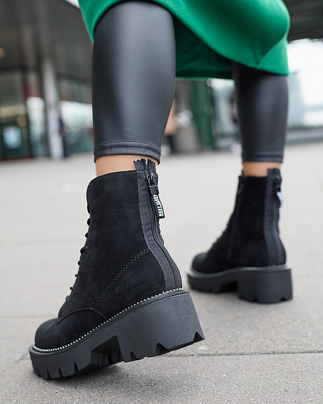 Cizme de damă negre cu toc negru Savet- Footwear