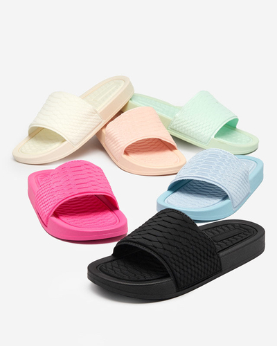 OUTLET Papuci dama albi cu relief Galite - Incaltaminte