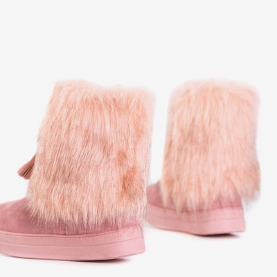 OUTLET Cizme de zăpadă pentru femei roz, cu decorațiuni Astride - Încălțăminte