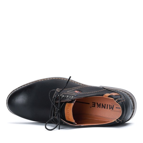 Czarne, sznurowane półbuty męskie Henrico - Obuwie