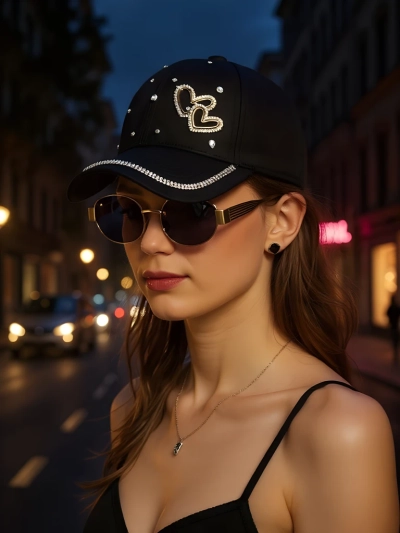 Royalfashion Șapcă cu strasuri Heart Spark