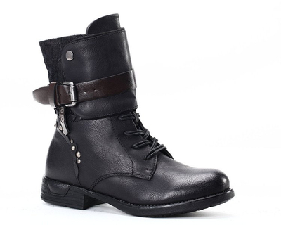 Czarne wysokie workery Soefinna - Obuwie