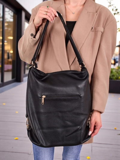Torebka-plecak Athena Nero Roma - duży shopper skórzany A4, elegancja i funkcja