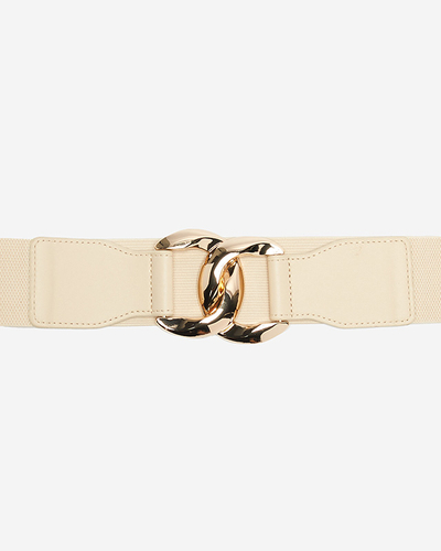 Curea elastică cu cataramă mare bej auriu - Accesorii