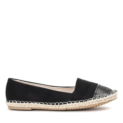 Czarne espadryle z cyrkoniami Sadina - Obuwie