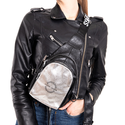 Geantă pentru femei cu talie mică, negru și argintiu - Accesorii