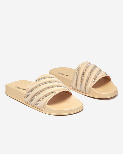 OUTLET Papuci de dama aurii cu zirconiu cubic Mytaris - Incaltaminte