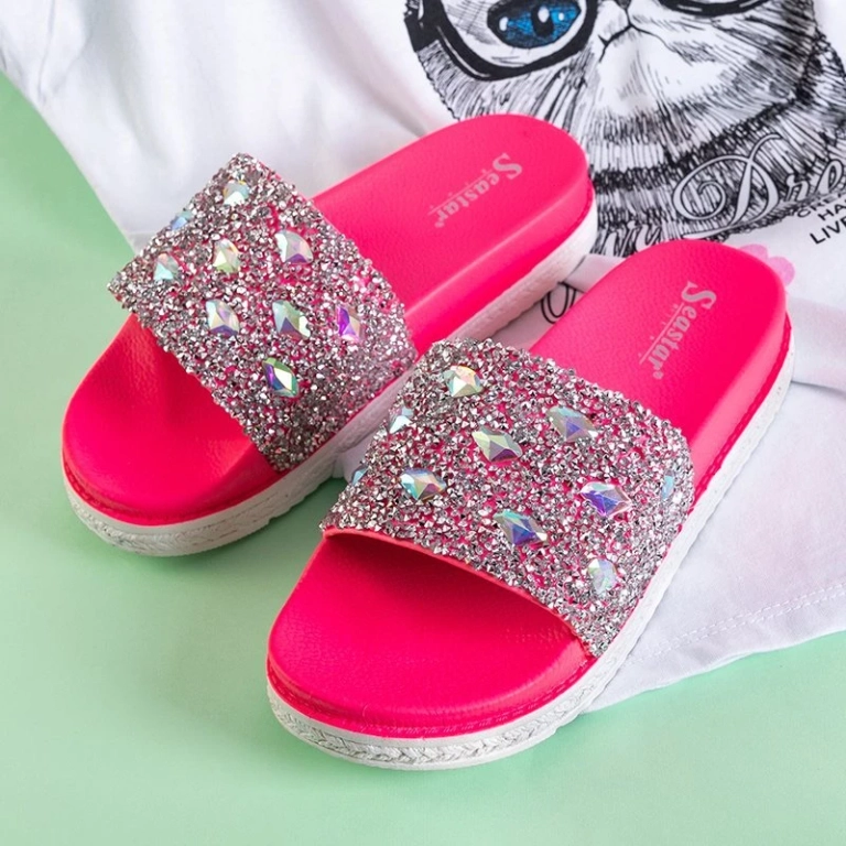 OUTLET Sandale cu platformă de damă fucsia cu zirconii cubice Sailor - Încălțăminte