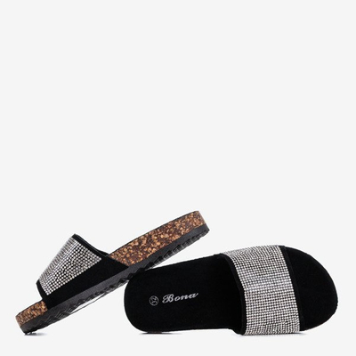 Czarne dziecięce klapki z cyrkoniami Procopia - Obuwie