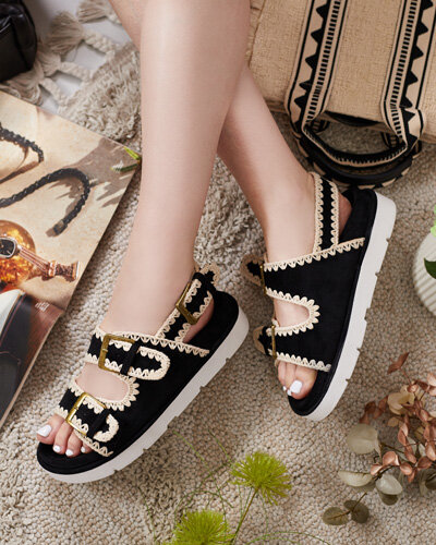 Royalfashion Sandale Lunnay eko din piele de căprioară pentru femei