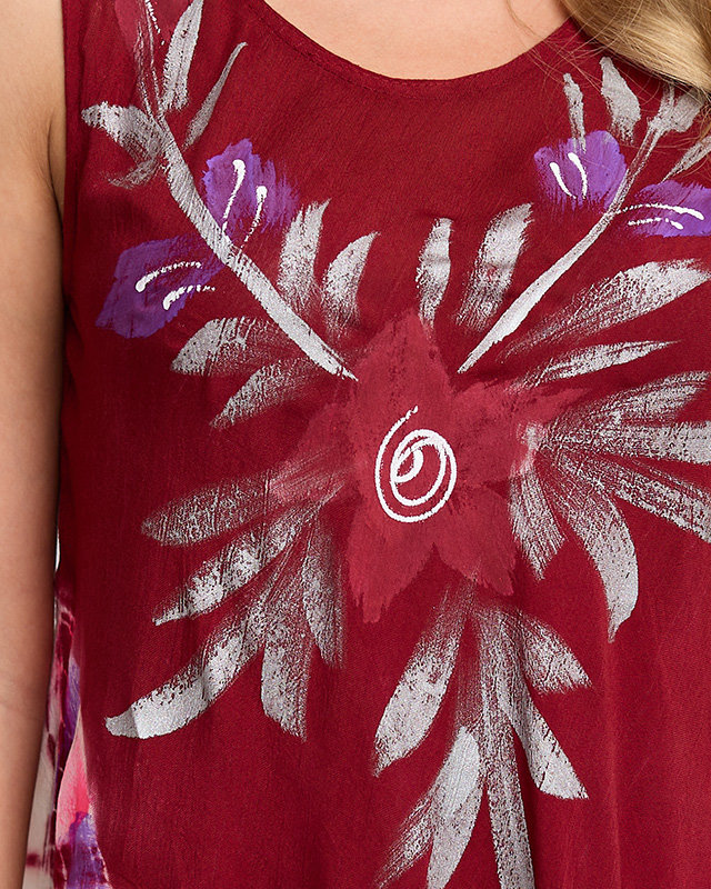 Pelerina de dama cu model maro cu o rochie florala - Imbracaminte