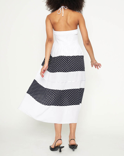 Fustă maxi cu buline albe PLUS SIZE - Îmbrăcăminte