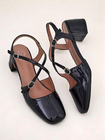 Royalfashion Pantofi dama cu toc jos si barete decorative Lolita